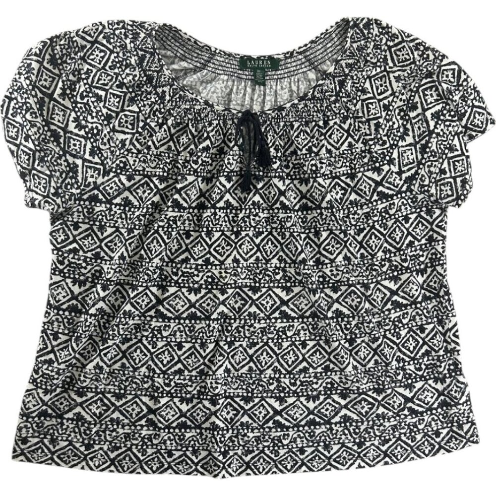 Ralph Lauren Blouse Black Womens Size 2X 100% Cotton